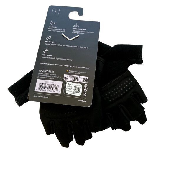 Adidas Fingerless Training Gloves L Black SIZE L - Picture 2 of 3